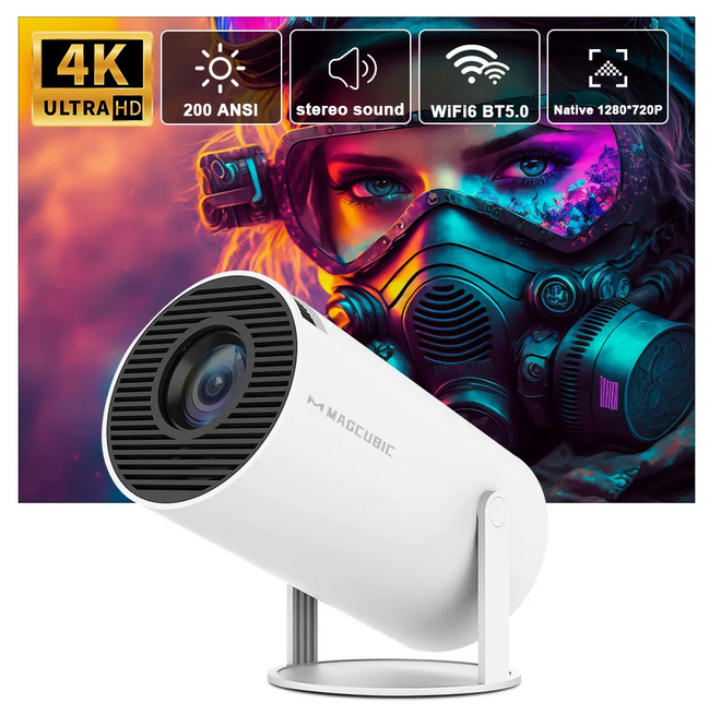 2024 Magicube Projector Hy300 4K Android 11 Dual Wifi6 200 ANSI All winner H713 BT5.0 1080P 1280*720P Home Cinema Outdoor Projector