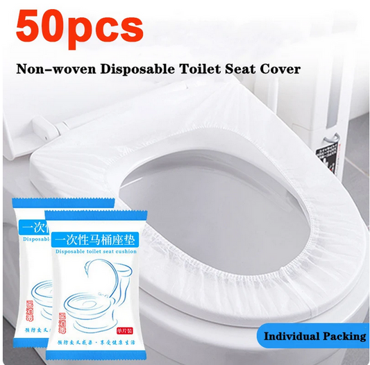 50/10PCS Disposable Toilet Seat Cover Portable Travel Camping Hotel Bathroom Non-woven Fabric Toilet Mat Seat Cover Accessories
